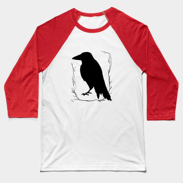Crow Baseball T-Shirt by pastelwhale